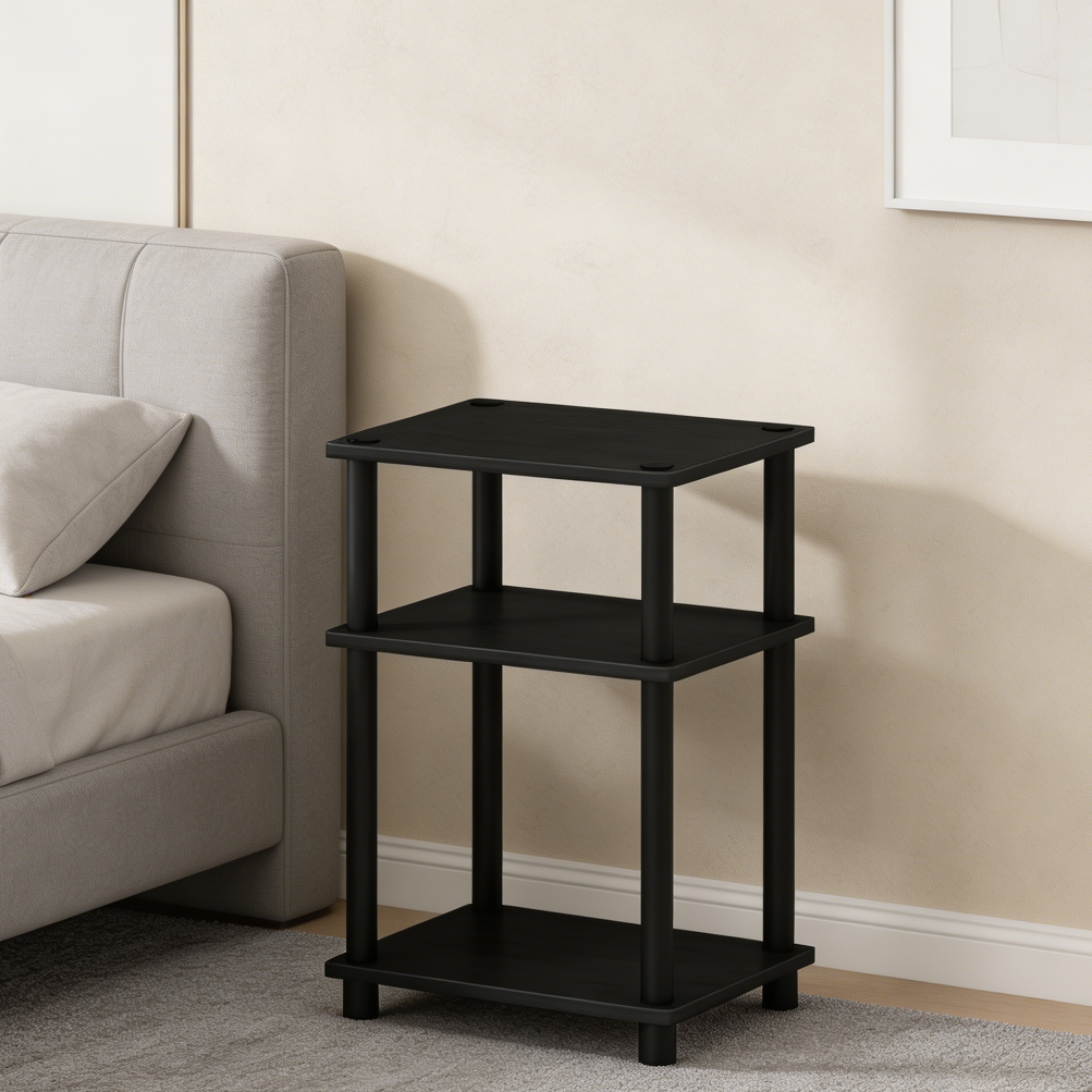 3-Tier Open Storage Nightstand Americano/Black